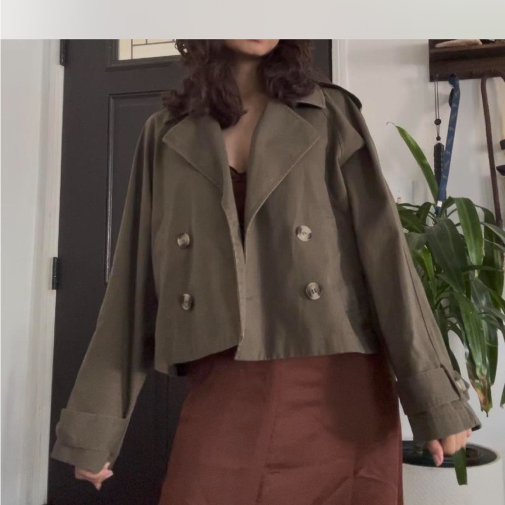 H&M Khaki Double-Breasted Trench Coat